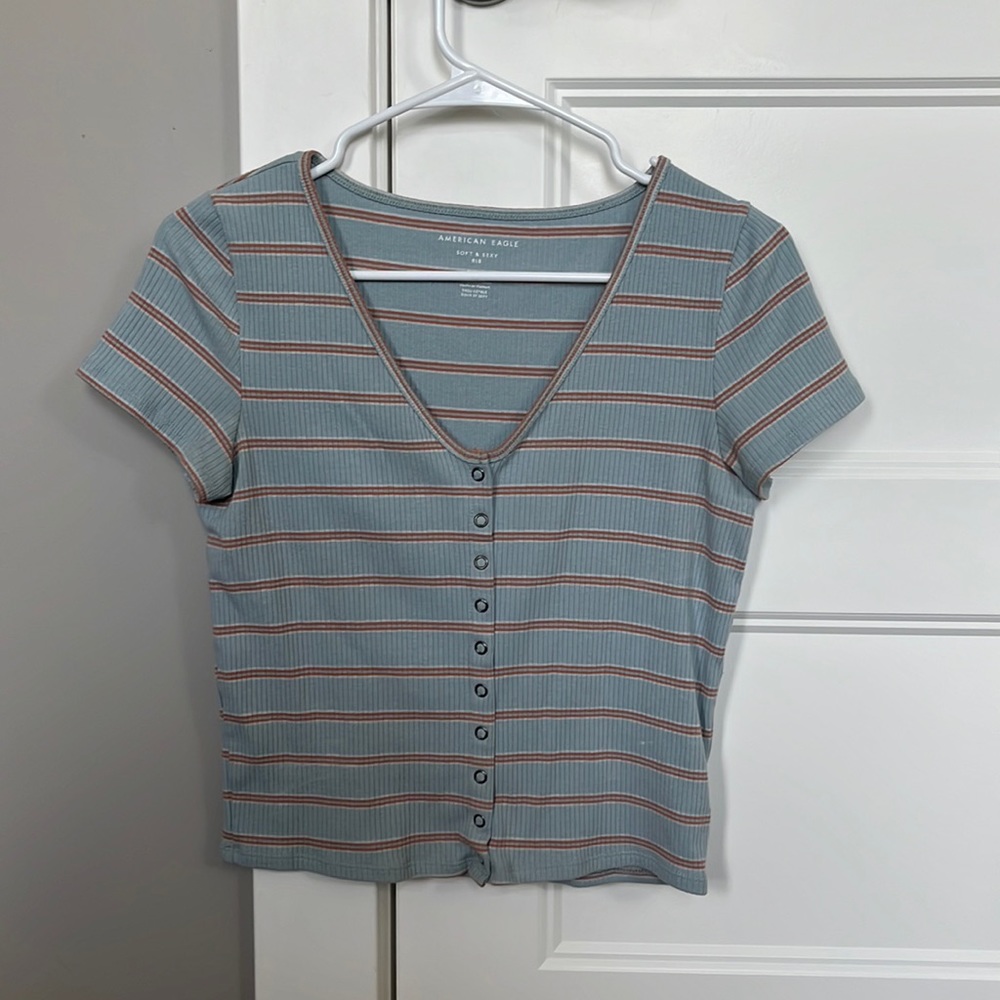 American Eagle Medium Blue Crop Top
